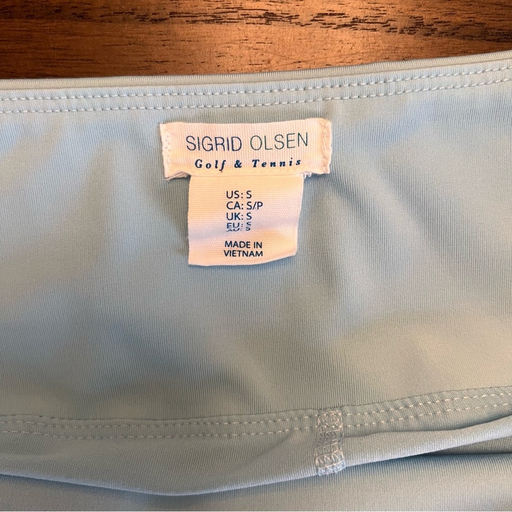 Sigrid Olsen Light Blue and White Leaf Pattern Mini Skort - Picture 6 of 8